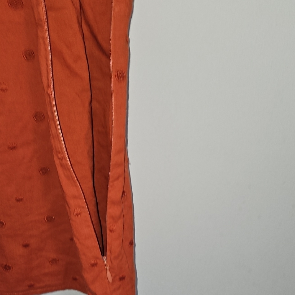 Ann Taylor Loft Rust Orange Embroidered Sleeveless Faux Wrap Front Top Size 12 - Picture 6 of 9